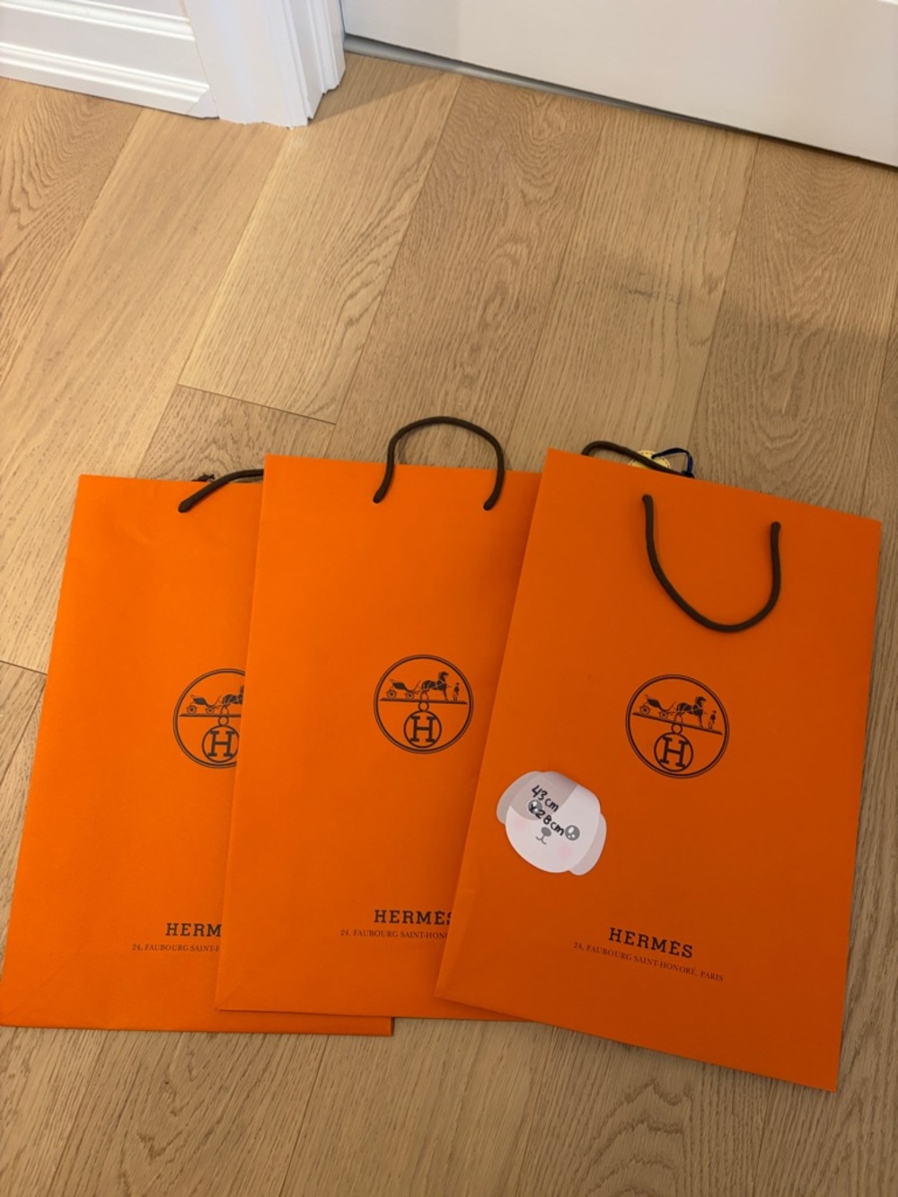 Hermes Orange Shopping Bag with Black Logo and Handles